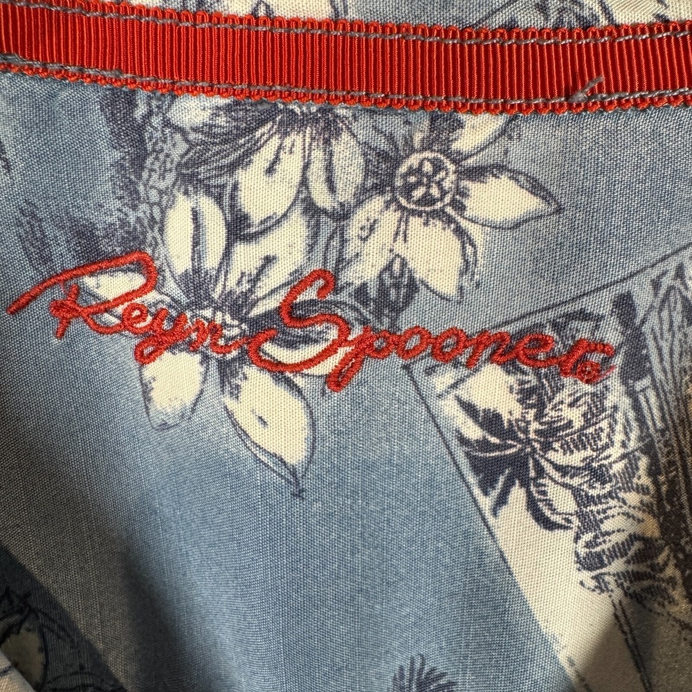 Vintage Reyn Spooner Hawaiian Shirt Mens Large Blue Floral Hibiscus Button Up - Picture 3 of 11